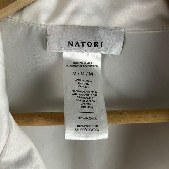 Natori Satin Long Sleeve Button-Up Top & Crop Pants Pajama - Picture 11 of 13